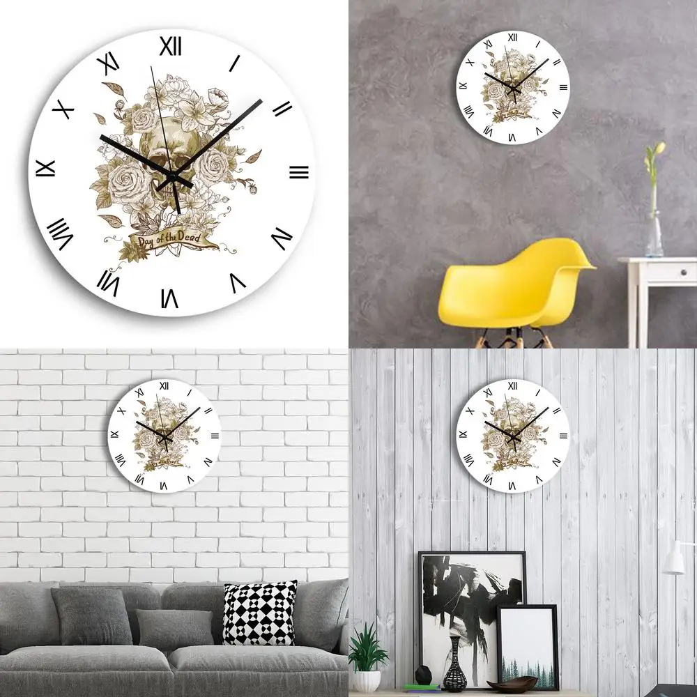 

Day of the Dead Themed Wall Clock Flower Skull Clock Home Living Room Decor Creative Unique Best Seller