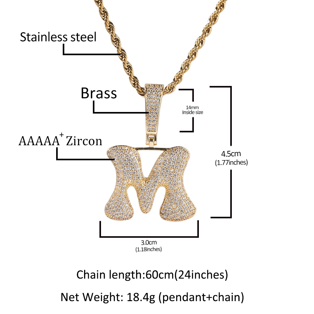 Uwin Name Necklace Custom Chunky Balloon Bubble lnitial Letter Alphabet Pendant Choker Necklaces For Women Personalized Jewelry