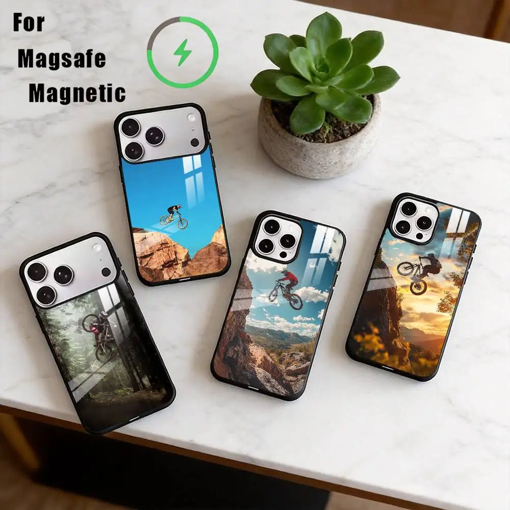 

D-Downhill MTB Phone Case For iPhone17,16,15,14,13,12,11 Plus,Pro Magnetic For Magsafe Wireless Charging