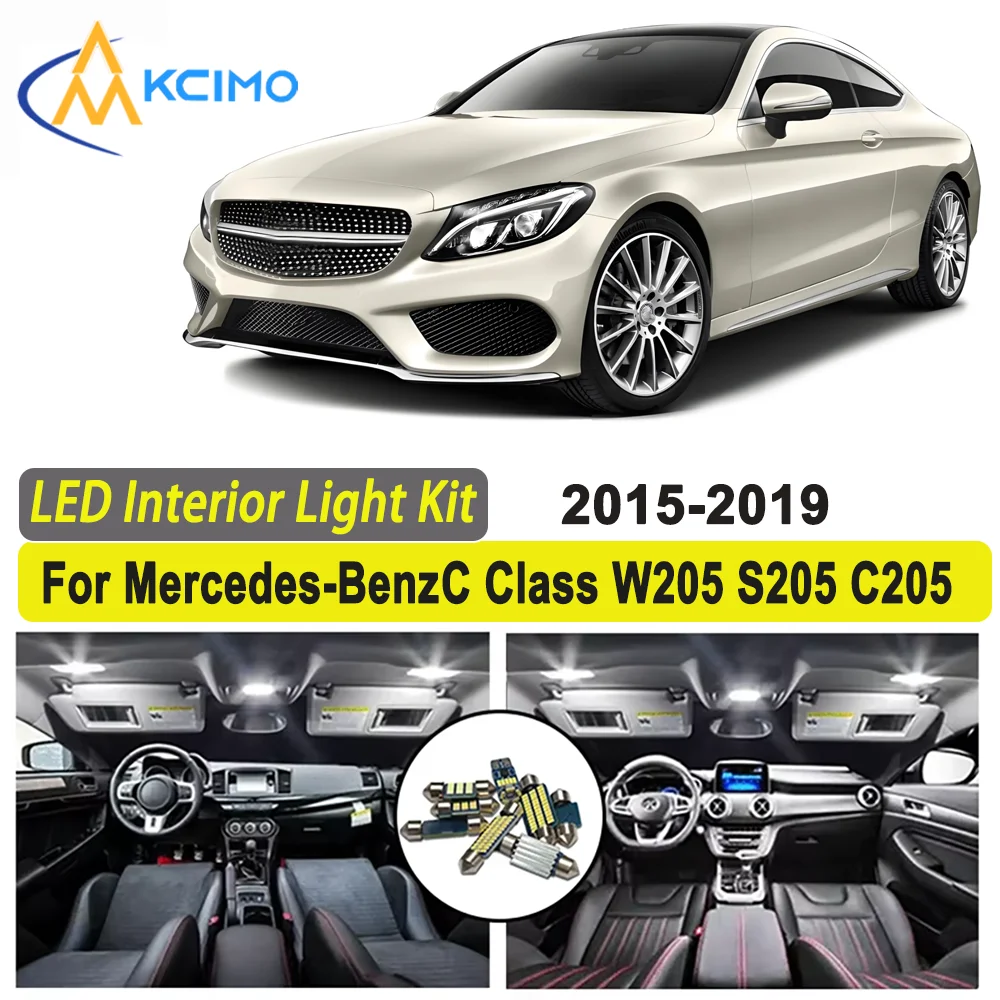 

Kcimo LED For Mercedes-Benz C Class W205 S205 C205 Sedan Estate Coupe 2015-2019 Premium Bright LED Interior Dome Map Trunk Light