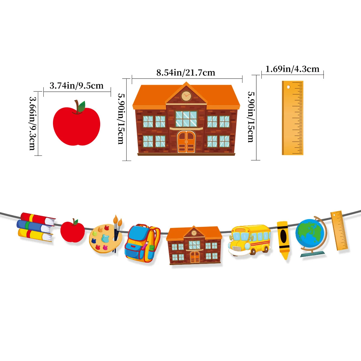 2023 INS Back To School Banners Set Paper Flags For DIY Making School Opens Party Decor Tools Festive & Party Supplies