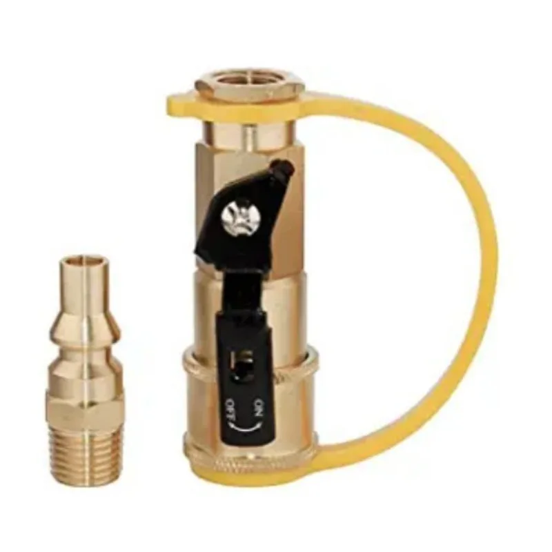 RV Propane Quick Connect Adapter Valve 1/4 Inch NPT External Thread Plug and 3/8