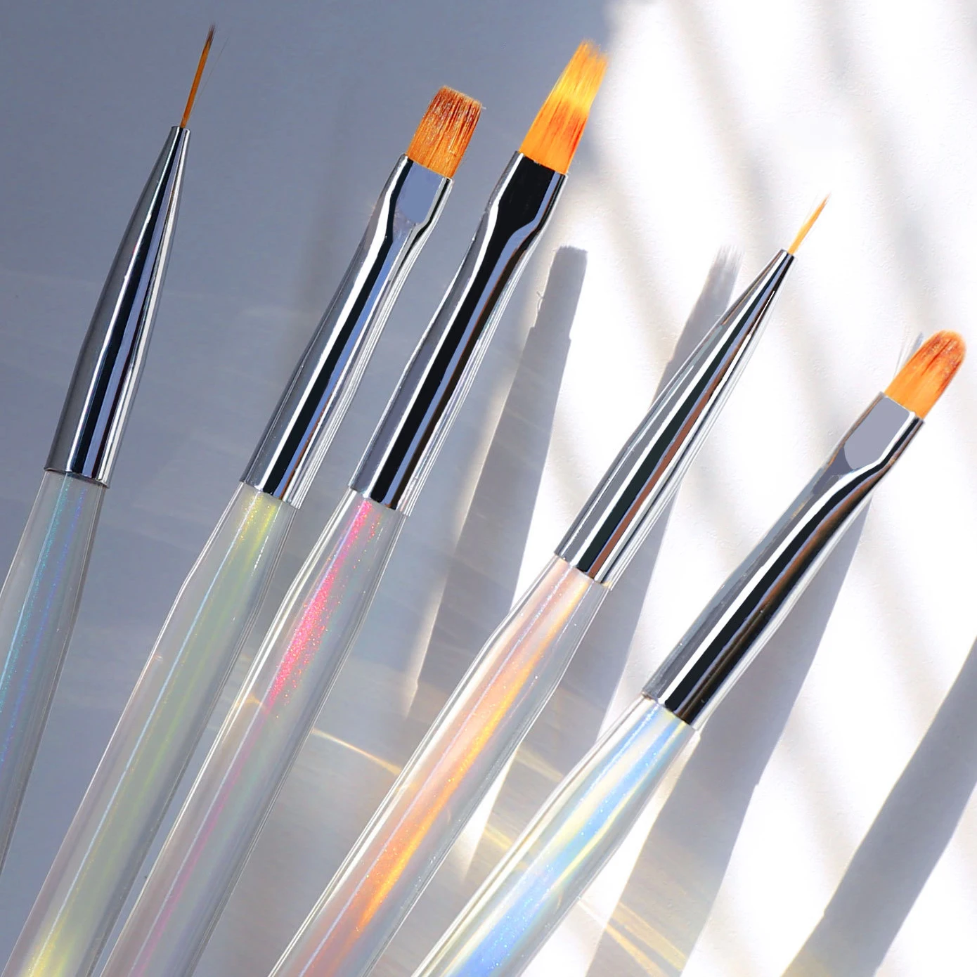 Nail Art Brushes Set Transparent Aurora Painting Sweeping Drawing Line Painting Pen Phototherapy pen DIY Manicure Tools