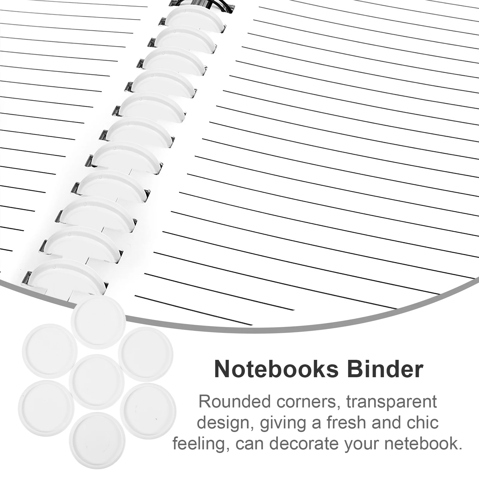 55pcs Mushroom Button Photo Album Binder Discs Black Color 360 Degree Flipping Detachable Notebook System Plastic Rings Office