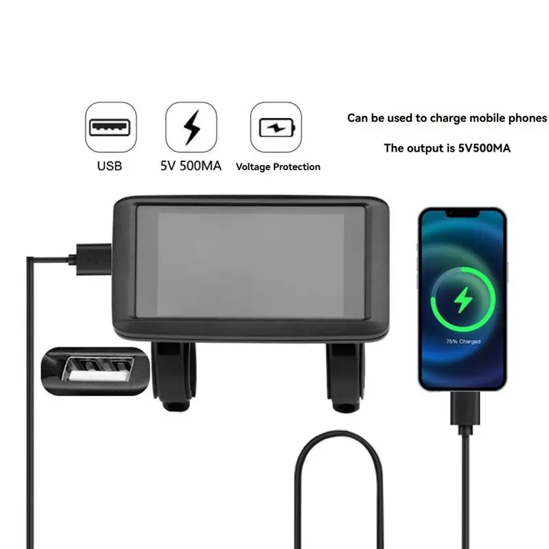 A74K Electric Bike Panel UKC1+ Color Display LCD Display E Scooter Display with USB SM Connector