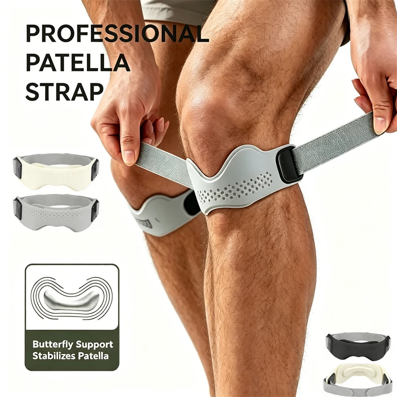 1/2Pcs Silicone Patellar Tendon Support Strap Adjustable Knee Support Pads for Men Women Sports, Running, Tennis, Jumpers Knee