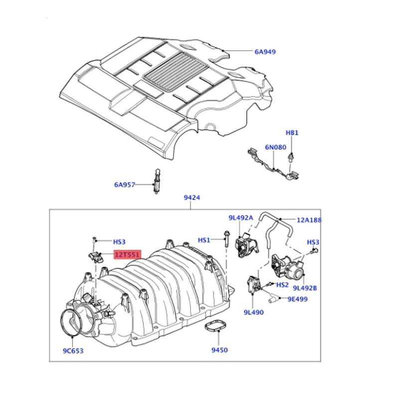 LR008881 LR087236 Sensor - manifold supply pressure La nd Ro ve r