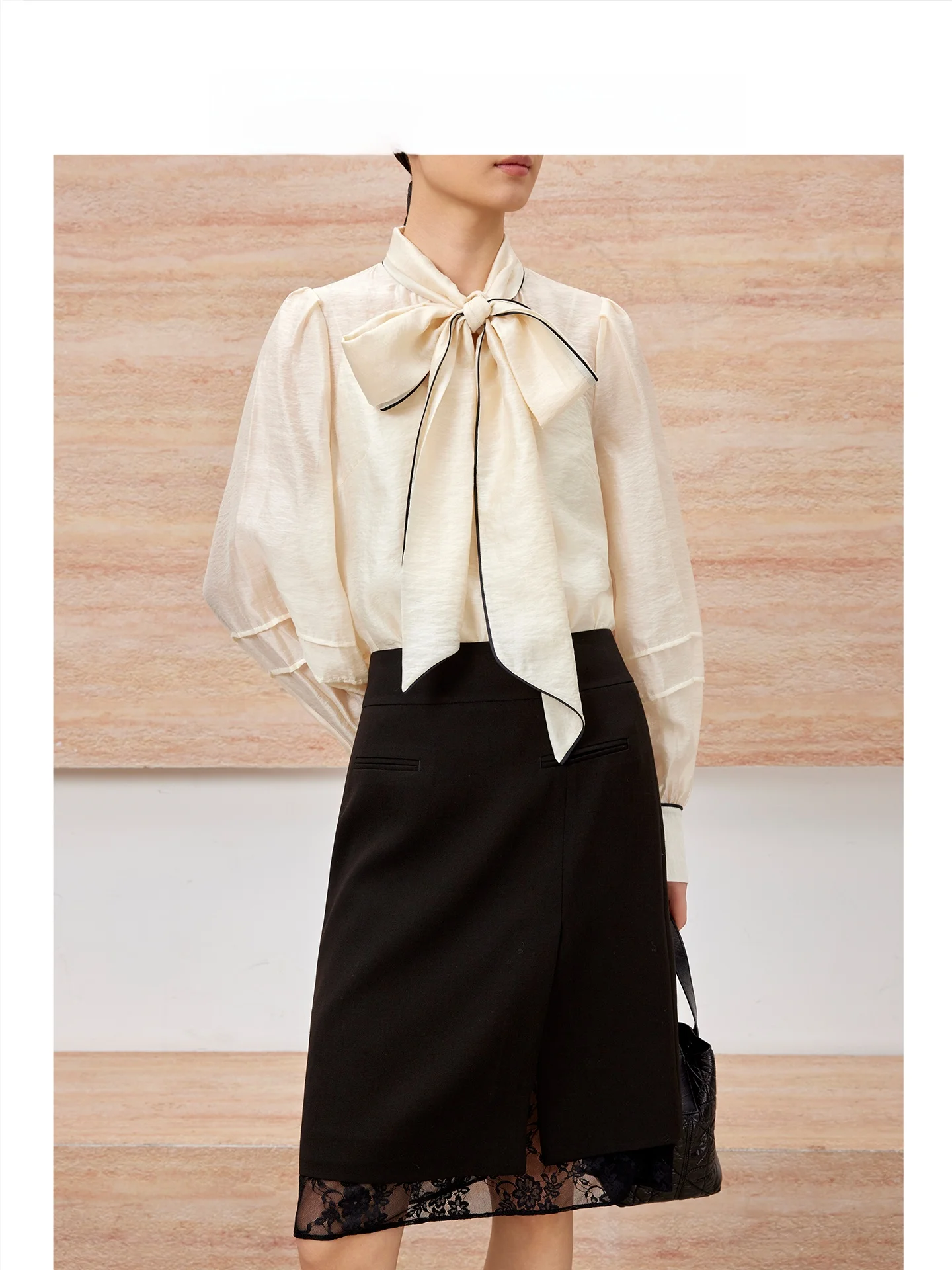 

Элегантная женская шелковая рубашка с длинным рукавом и рукавами-фонариками, весна-лето, новинка CEJIASTUDIOS, свободный крой, воротник-стойка