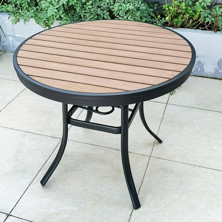 New product outdoor round table 90cm patio furniture plastic wood small coffee table