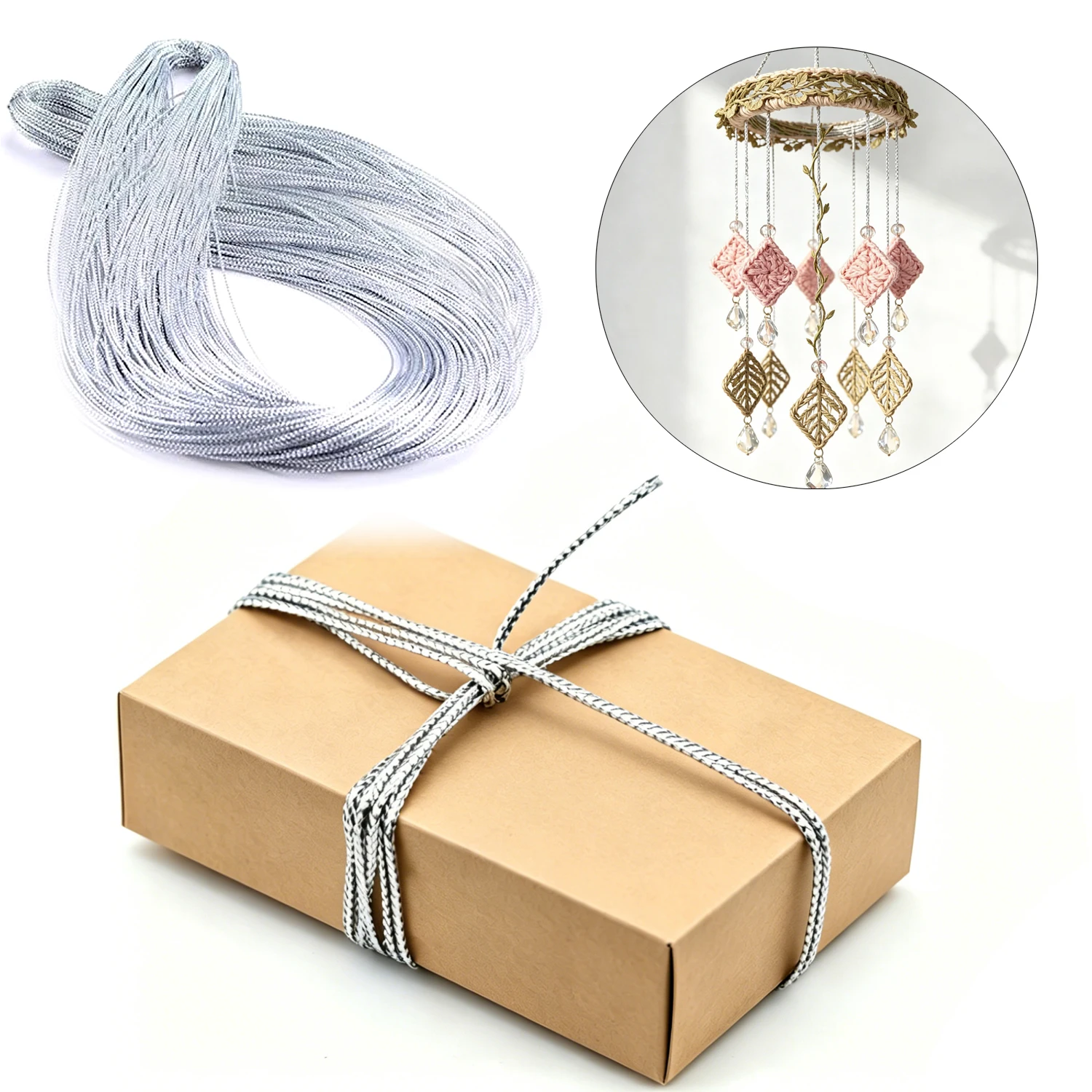 Immagine 3: Filo per Etichette in Argento/Bianco/Oro da 30/100/200 Metri, Filo per Gioielli, Corda per Etichette Regalo Fai-da-Te, Corda per Appendere Etichette 1/1,5mm