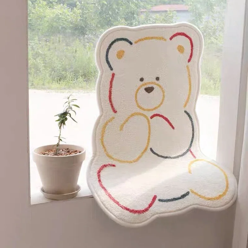 VIKAMA Line Art Cat Color Soft Fluffy Non Slip Washable Absorbent Bathroom Floor Mat Minimalist Bath Rug Decor