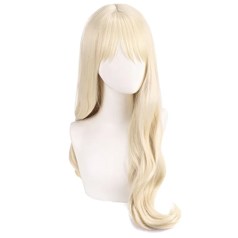 شعر مستعار أشقر صناعي طويل مموج، خط شعر طبيعي، زي تنكري للحفلات، ألياف مقاومة للحرارة، ملابس يومية