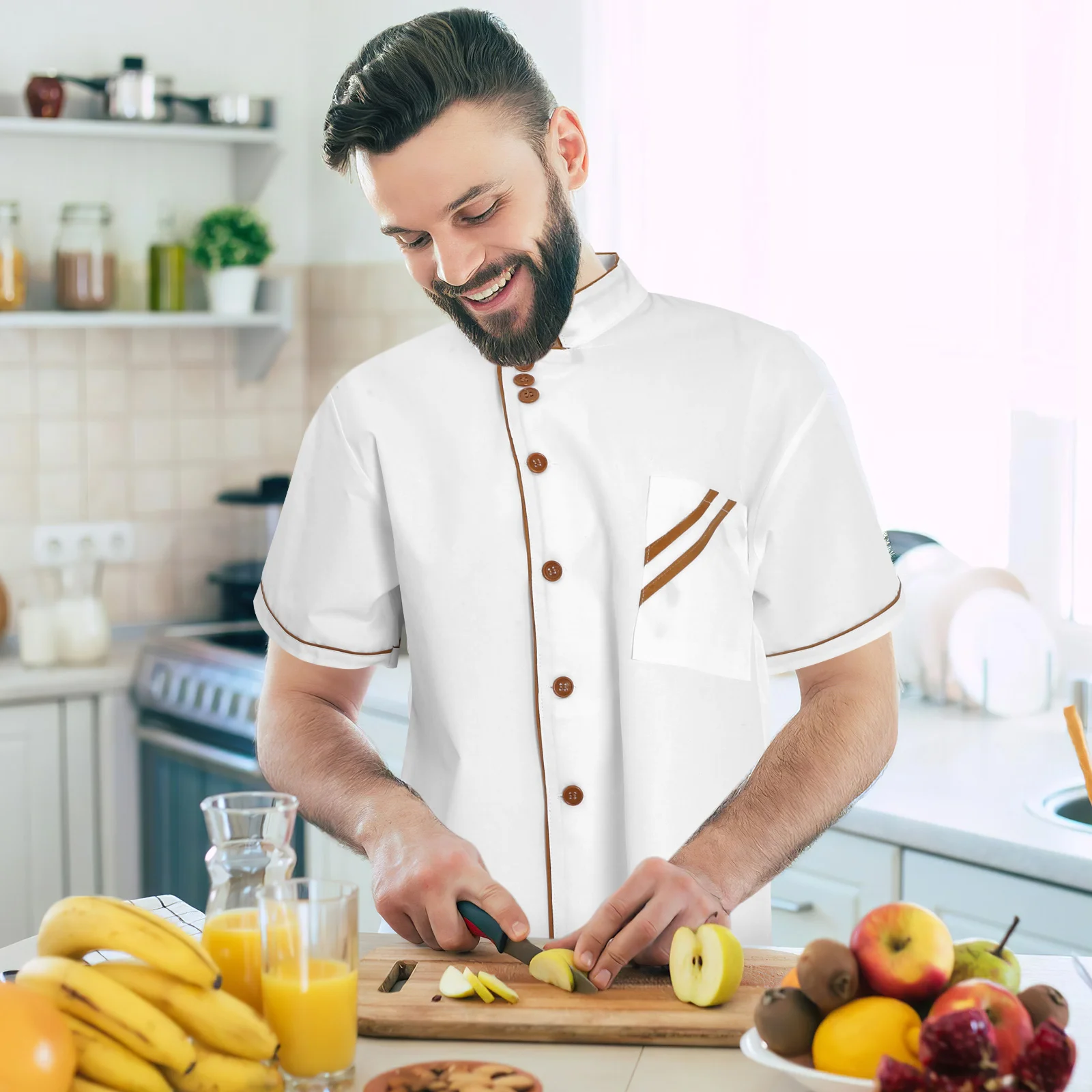Short Sleeve Breathable Oil-Proof Wash Resistant Workwear For Restaurant Hotel Kitchen Catering Jacket