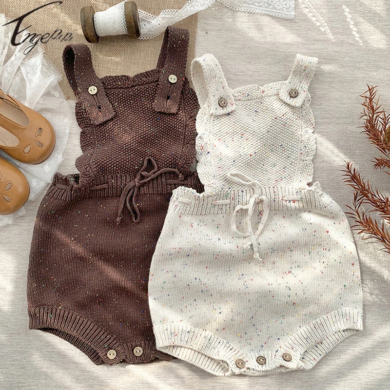 Vintage Style Boys Girls Knitting Jumpsuit Bodysuit Infant Boys Girls Sleeveless Rompers Girls Spring Autumn Rompers Clothing