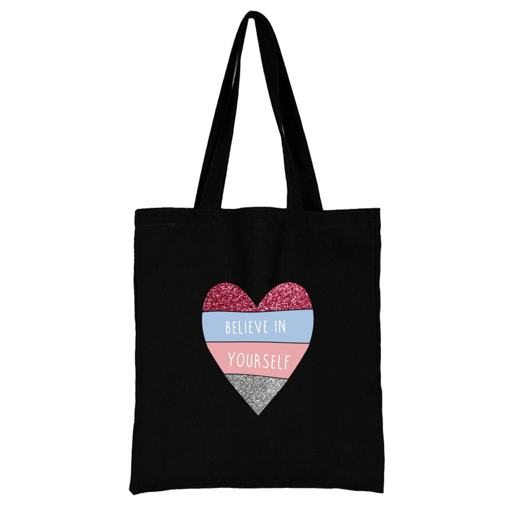 Colorful Heart Art Canvas Tote bag, Durable Reusable Shoulder Bag, Ideal Gift for Everyday Carry, Casual Shopping & School