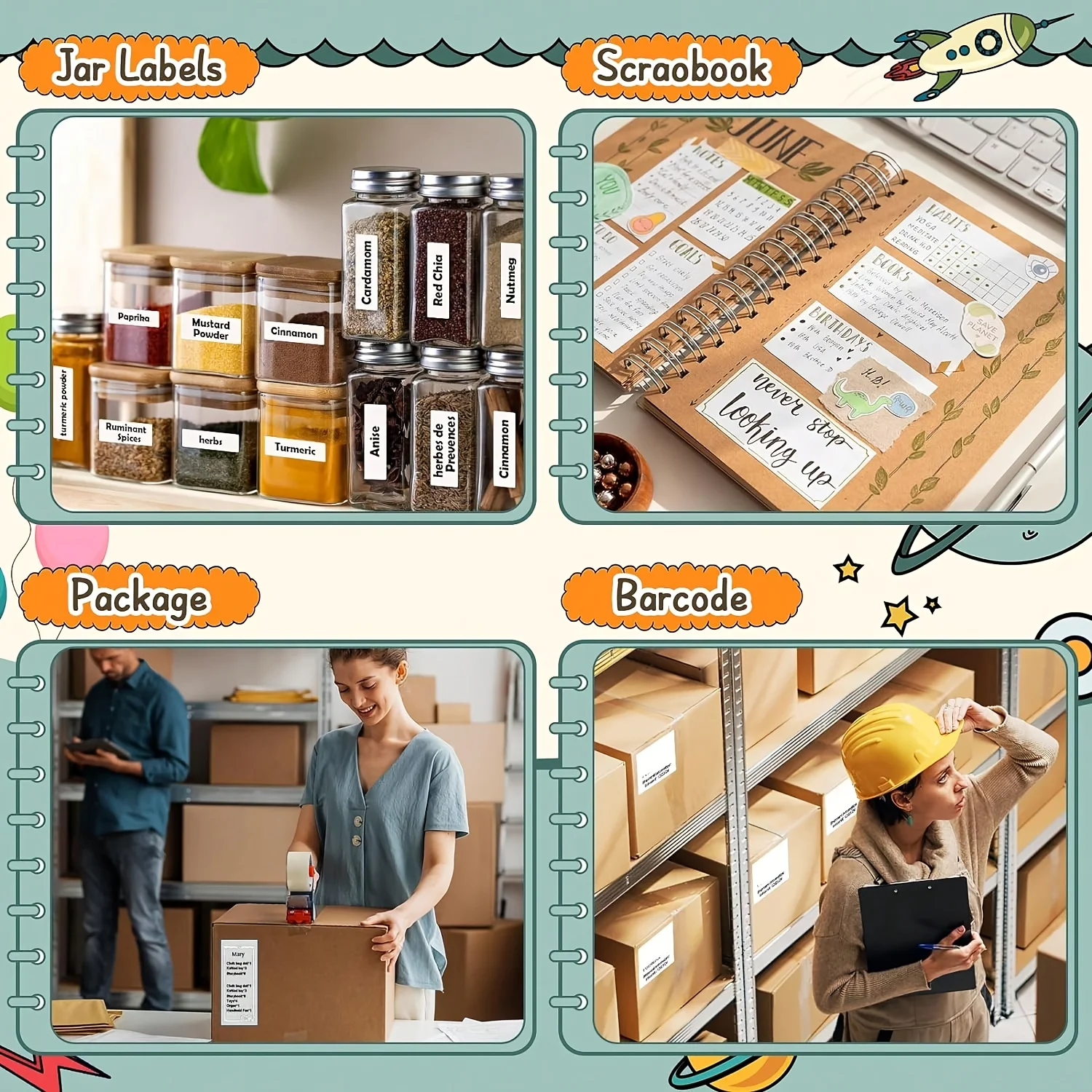 20 Rollen weißes Thermo-Aufkleberpapier, selbstklebende Mini-Drucker-Nachfüllungen für Fotos/Checklists/Notizen, schwarzer Textdruck, 57 x 25 mm