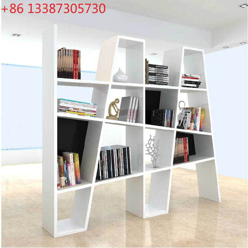 

Книжный шкаф с белой краской, книжная полка, напольный книжный шкаф специальной формы, простая полка