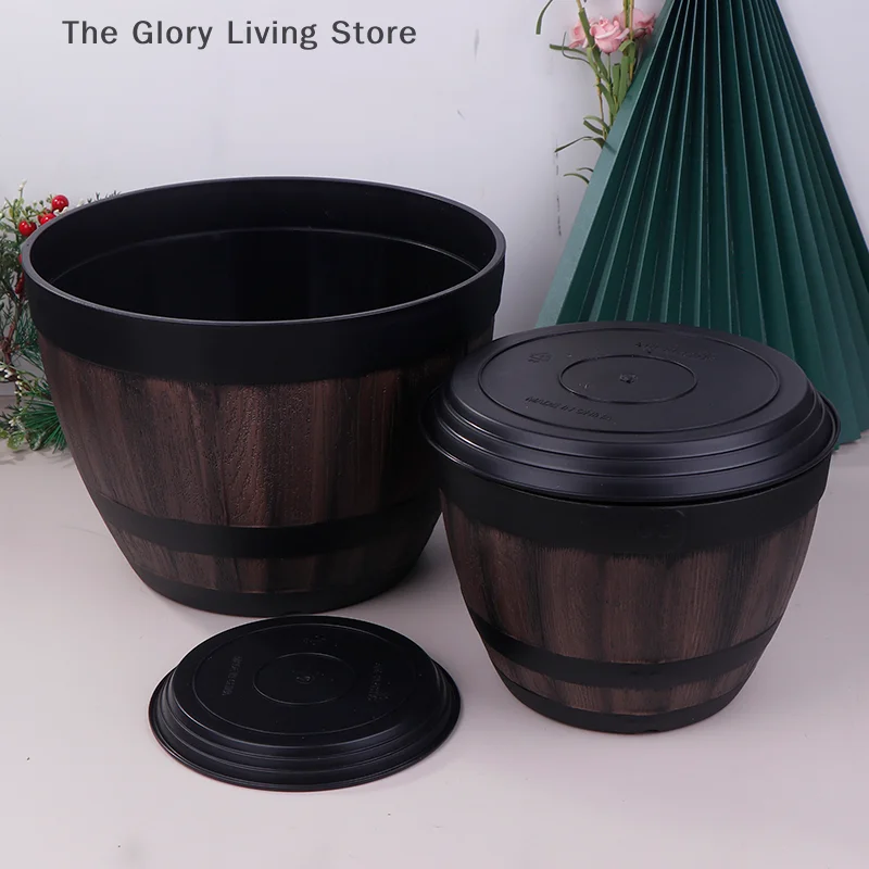 Bucket-liked Flower Pot Large Capacity Retro Planter For Home And Garden Resin European Retro Lotus Water Lily Pot