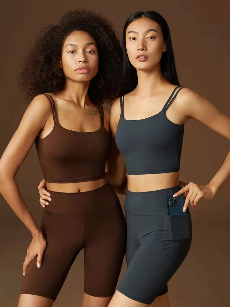 Sports Yoga Backless Vest Women's Strapless Braless Summer Top U-Shape Beautiful Back Casual Sportswear Fixed Strap Design