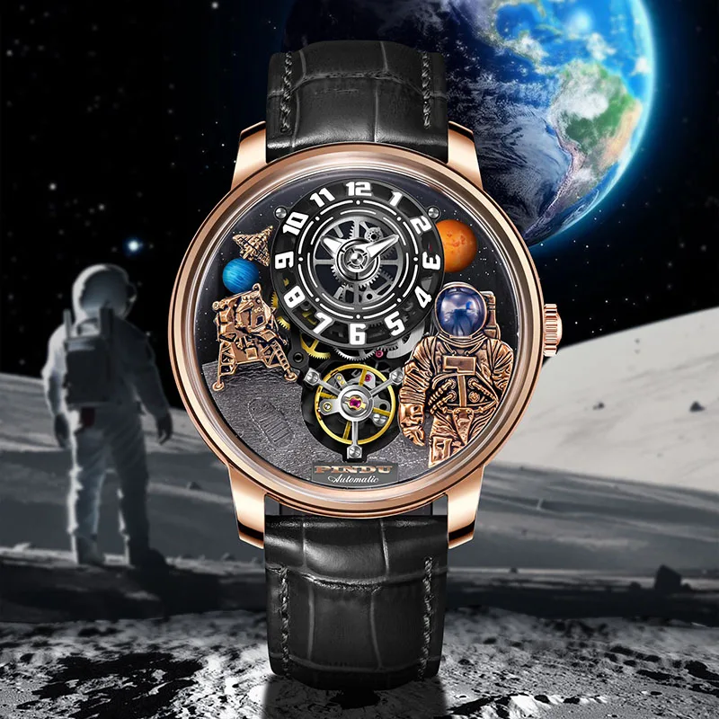 PINDU Design Men Wristwatches Top Brand Luxury Robot Astronaut Space Series Watch Men Sapphire Luminous Waterproof Watches
