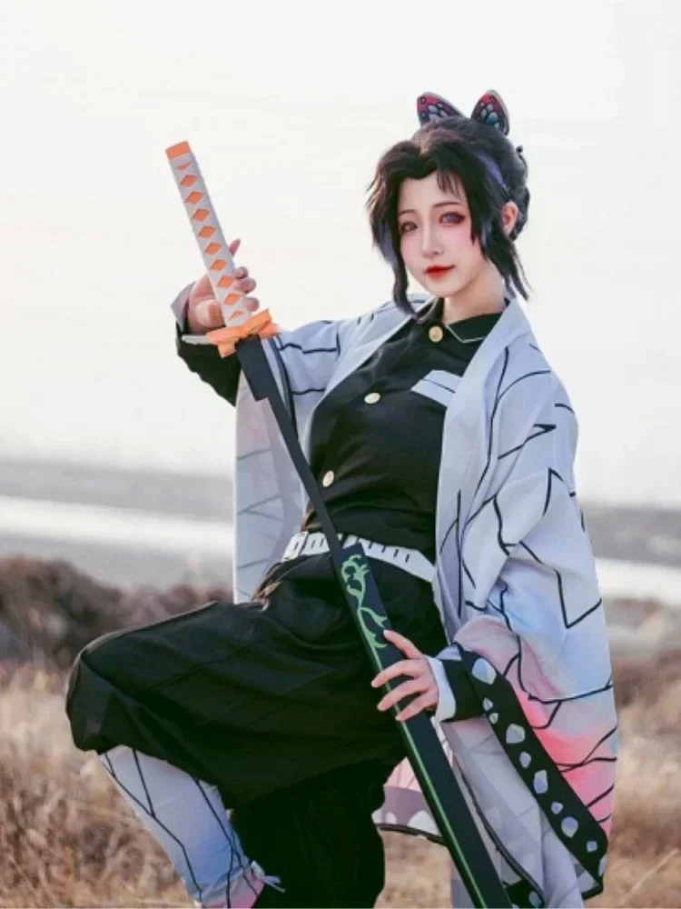 Kochou Shinobu Cosplay Kostuum Anime Shinobu Pruik Haori uniforme Vrouwen maternelle Halloween Kleding
