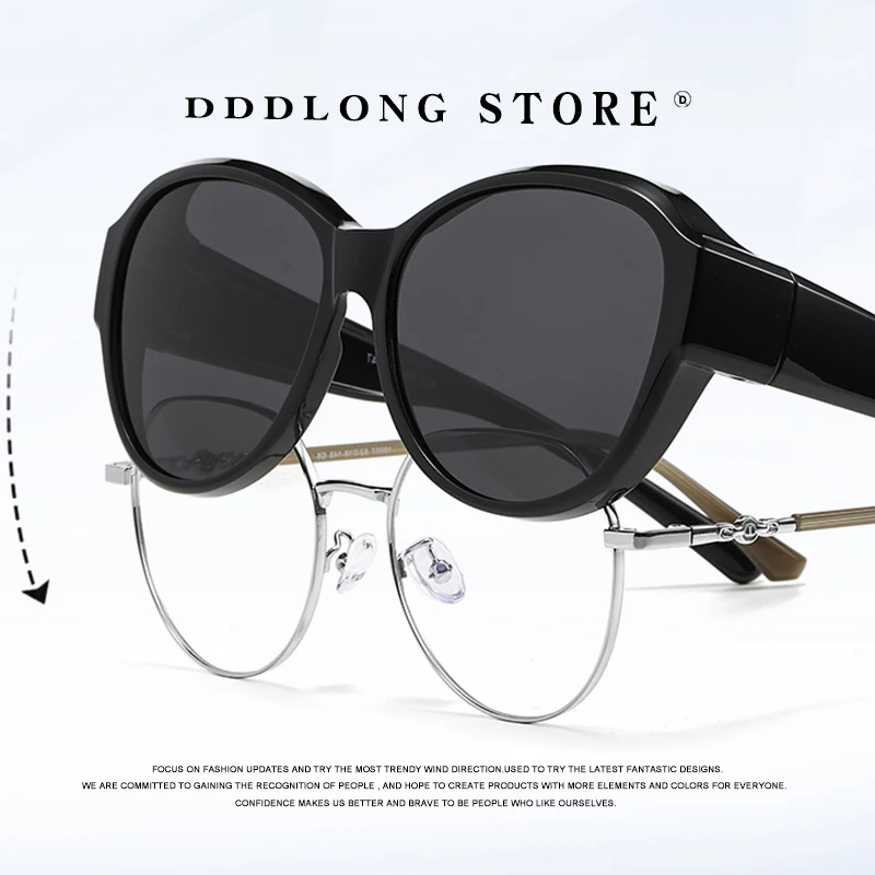 

DDDLONG Oversize Polarized Sunglasses Men UV400 TR90 Light Weight Goggles Cover On Myopia Glasses Prescription Shades Women D499