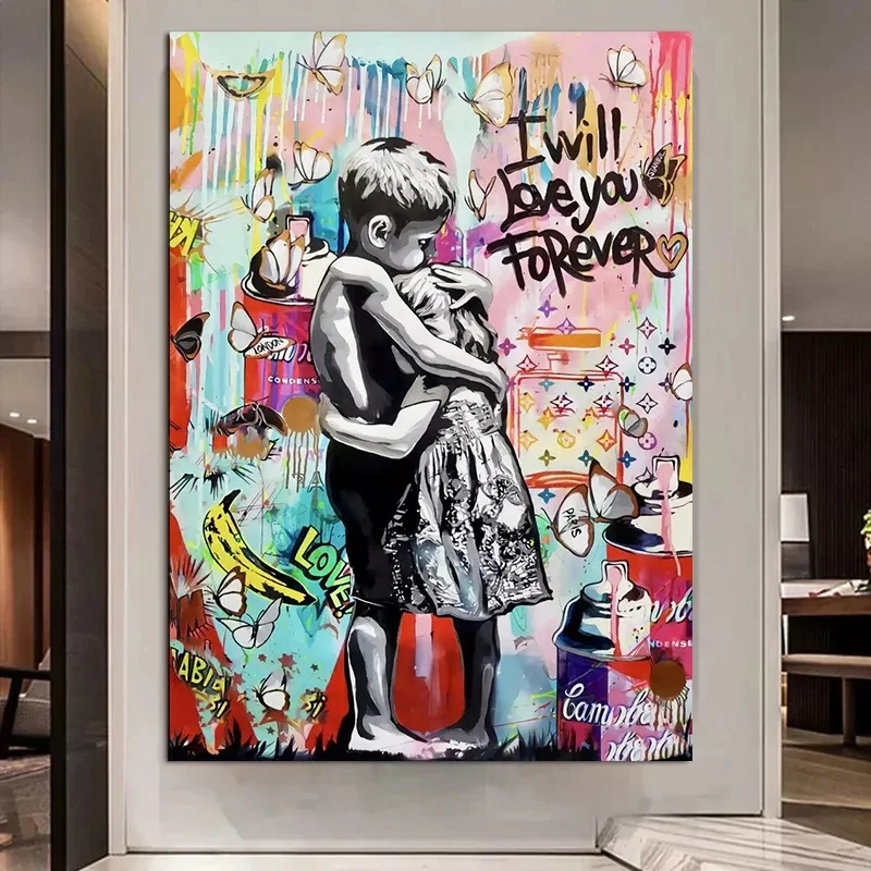 Modern Street Pop Aesthetic Wall Art Banksy Graffiti HD Canvas Oil Painting Poster Print Home Bedroom Living Room Decoration