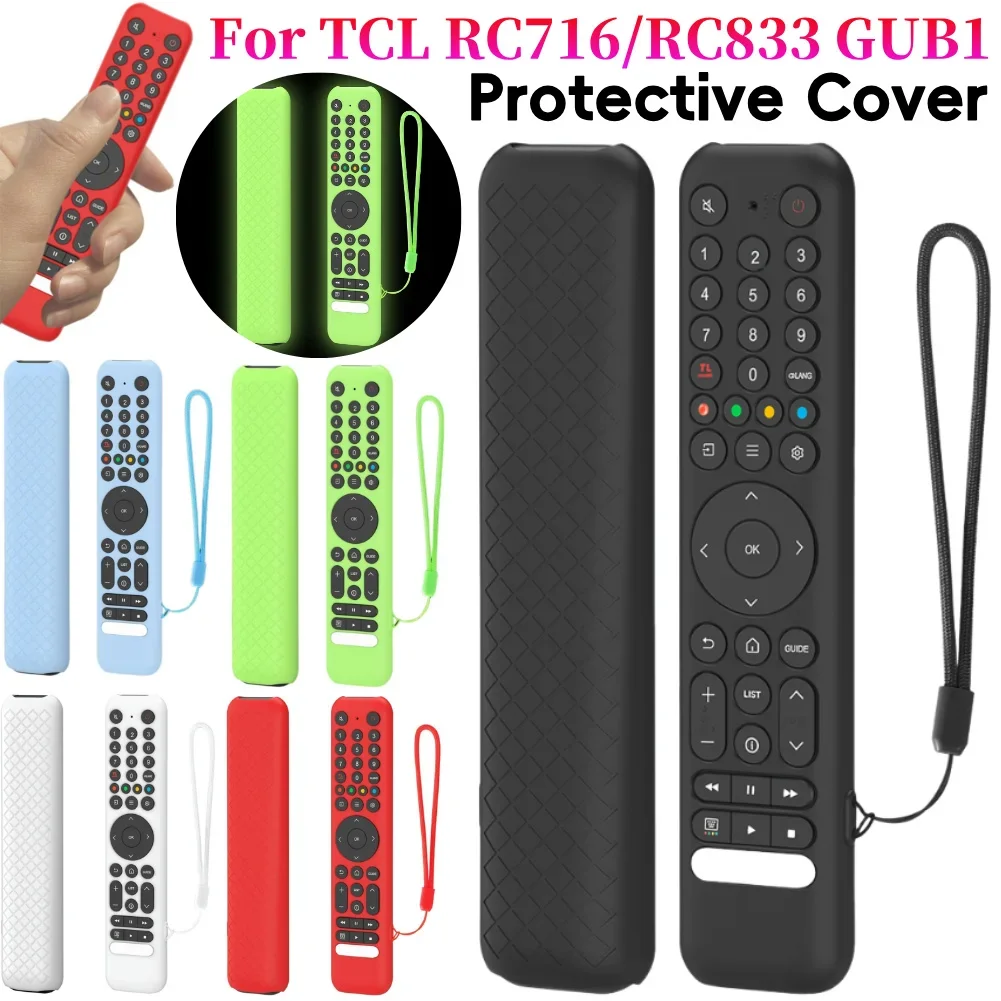 Silikon-Schutzhülle mit Trageband, weiche Schale, stoßfeste Fernbedienungshülle für TCL RC716/RC833 GUB1 TV-Fernbedienungszubehör