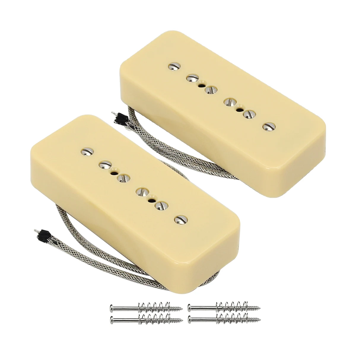 FLEOR 2PCS Vintage Alnico 5 Soapbar P90 Guitar Pickup Neck Bridge Pickups Single Coil Guitar Parts