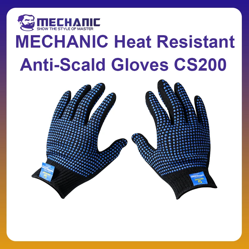 MECHANIC OFFICIAL CS200 Heat Resistant Anti Scald Gloves Flexible Anti Slip Sweat Absorbing Work Gloves for Welding Phone Repair