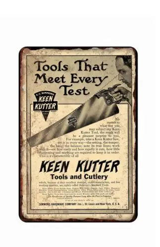 Cutter hand Saw Advertising  Metal Tin Sign  8x12 Disrtressed Art Image