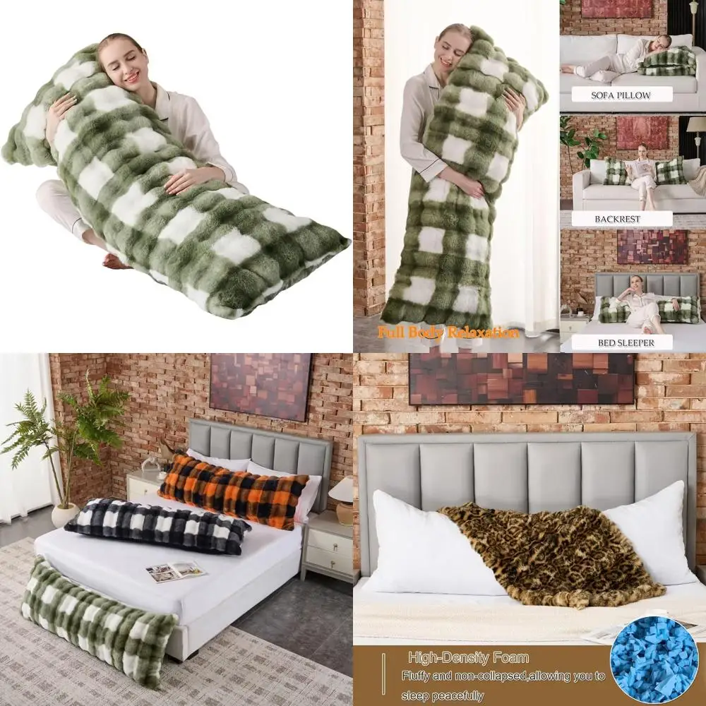 

Плюшевая декоративная подушка-валик цвета шалфейной зелени с молнией, для сна на боку и для беременных, 20x54 дюйма