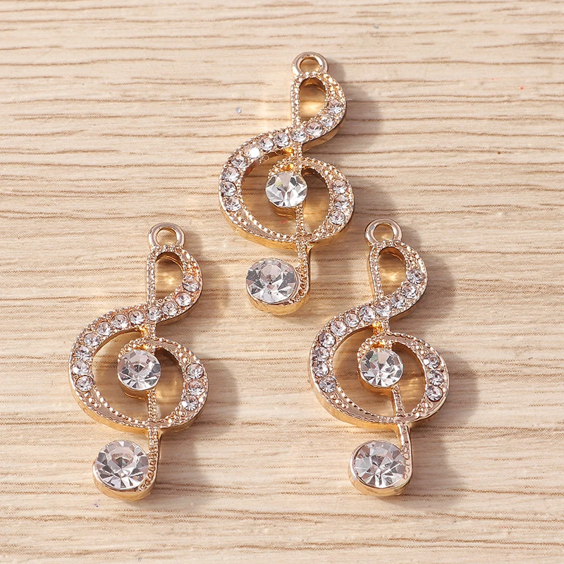 10pcs 13x28mm Cute Crystal Music Note Charms Pendants for Making Women Fashion Earrings Necklaces DIY Keychains Jewelry Findings