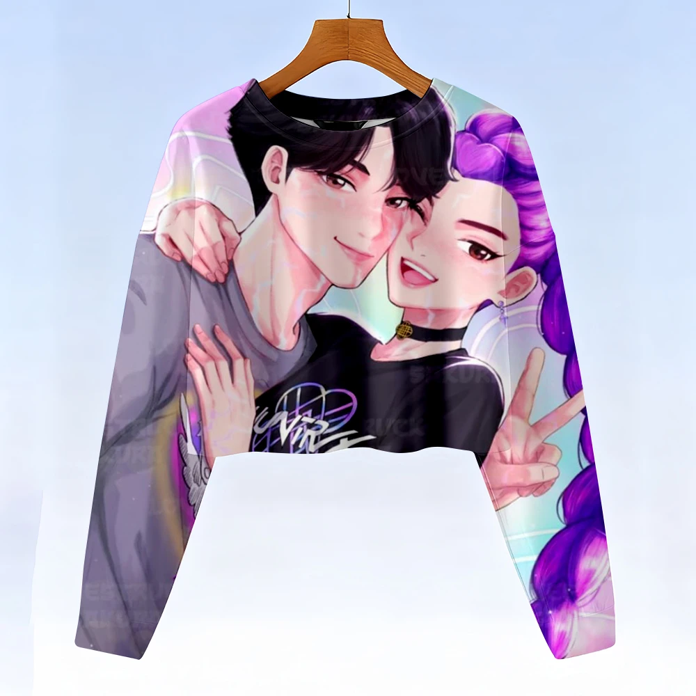 أطفال Kpop شيطان الصيادين ربيع الخريف الكرتون المحاصيل هوديي بلوزات أزياء عارضة أنيمي الأسرة نمط ملابس الأطفال الصغار