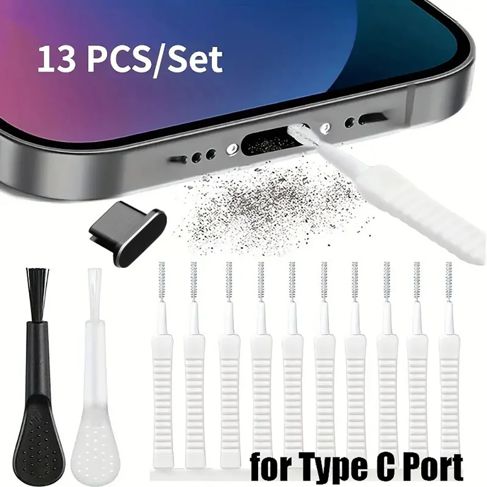 13PCS Universal Mobile Phone Speaker Dust Removal Cleaner Tool Kit For iPhone 13 Earphones Charge Port Dustproof Cleaning Brush