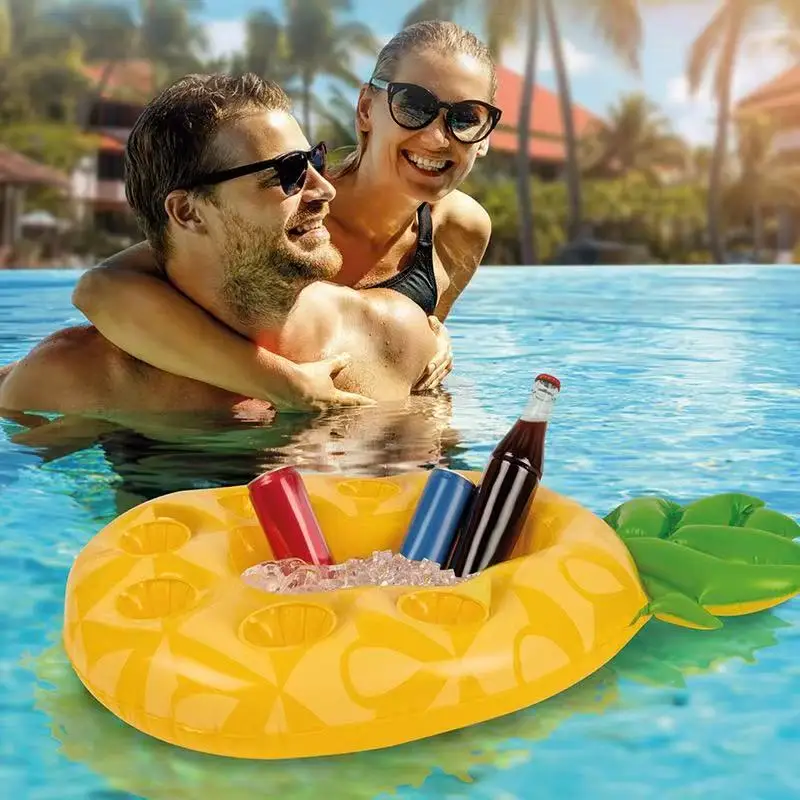 

2025 Hawaii Party Inflatable Drinks Holder PVC Novelty Water Floating Ice Tray Portable Beach Wedding Party Groove Cola Beer Mat