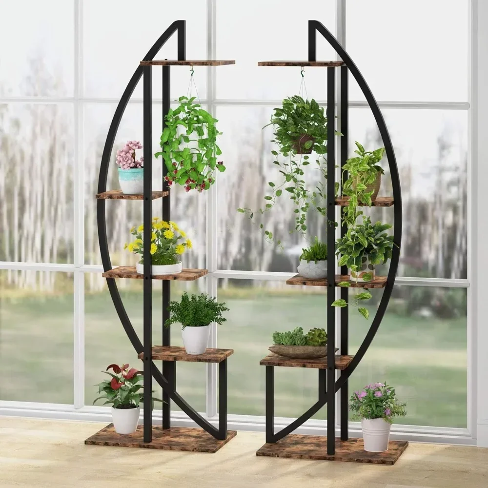 plant stand indoor, 5-Tier , Multi Purpose Curved Display Shelf Bonsai Rack, plant stand indoor