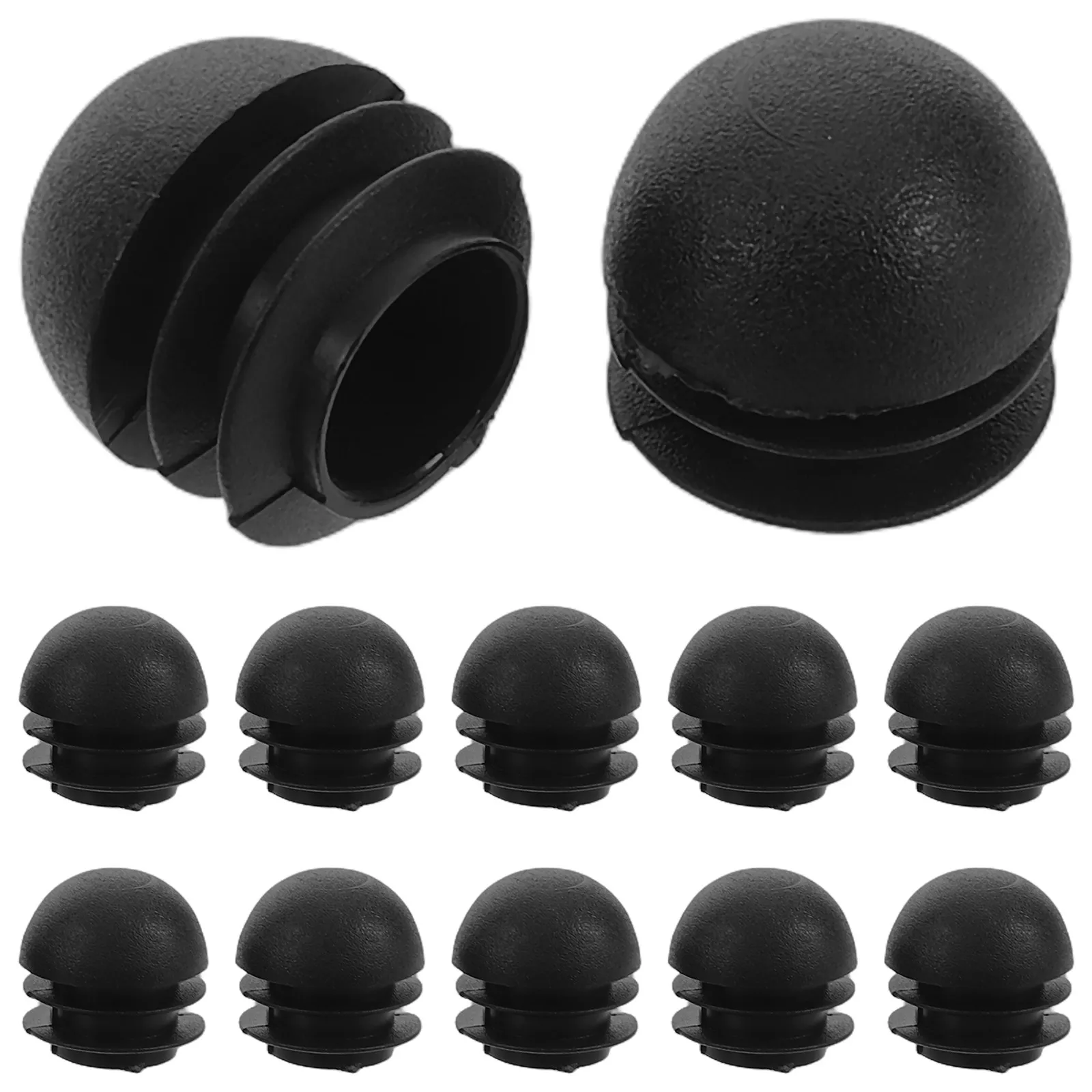 20Pcs Semi-Circular Plastic Plug Covers Black Round Hole Caps Furniture Leg Pipe Tube End Caps for Patio Outdoor Replacement