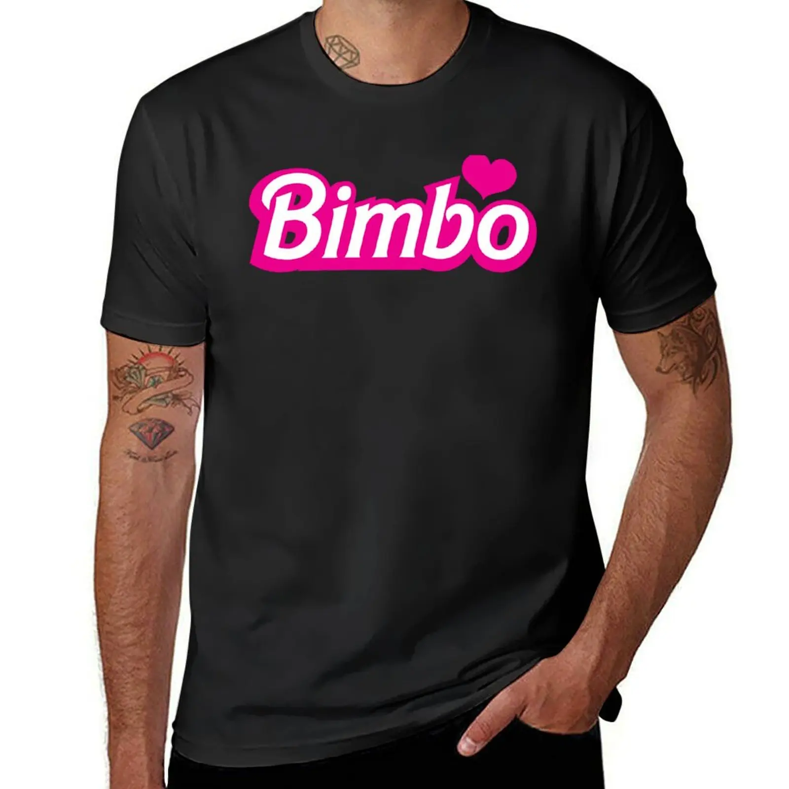 Bimbo in cute little dolly doll font T-Shirt summer top blanks for a boy Short sleeve tee men