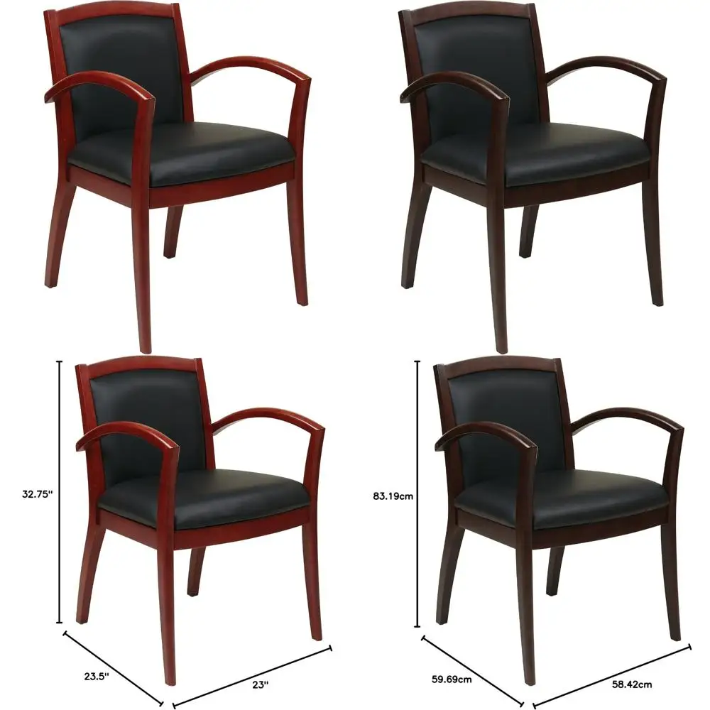 

OSP Furniture Napa Collection Черное кожаное кресло для гостей с полной подушкой и каркасом из вишневого дерева