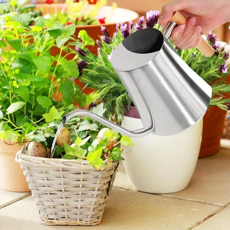 Watering Can For Indoor Plants Stainless Steel Long Spout Watering Sprinkling Pot 1L Capacity Sprinkling Pot For Indoor Outdoor