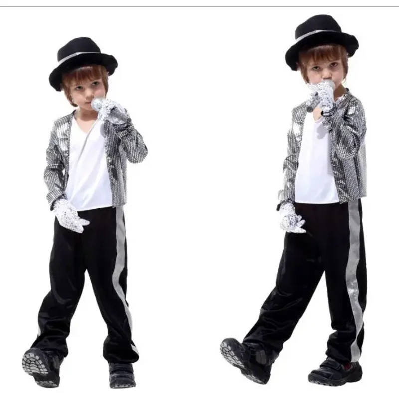 New Kids Boys Michael Jackson Cosplay Costume Children's Day Halloween New Year Masquerade Billie Jean Superstar Stage Costumes