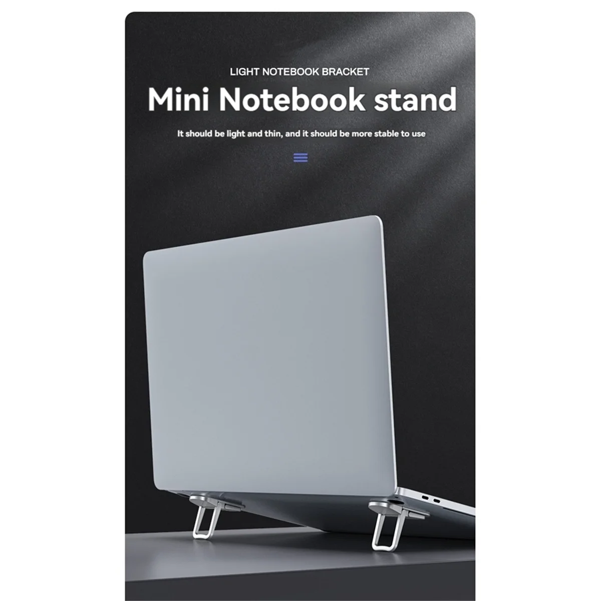 Mini Laptop Stand Portable Cooler Elevated Stand Foldable Invisible Laptop Riser for Laptops/Tablets/Keyboard Black