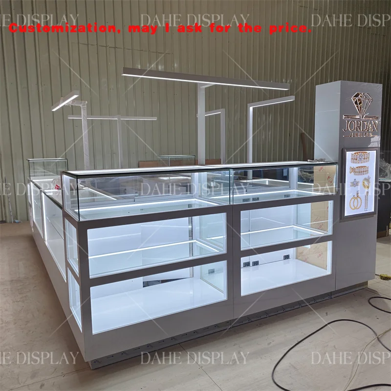 

custom.Fashion Jewelry Showcase 3D Design Jewellery Display Cabinet Jewelry Shop Counter Mall Decoration Glass Jewelry Kiosk