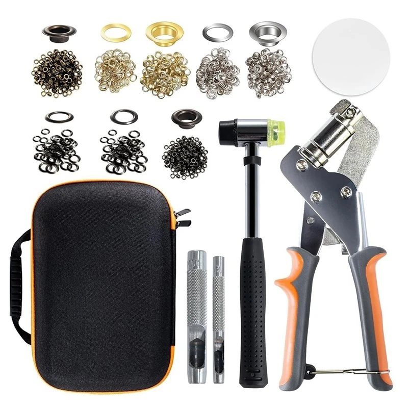 T21C Grommets In Two Sizes Stainless Steel Grommet Kit With Hammer And Storage Bag For DIY Project Applications