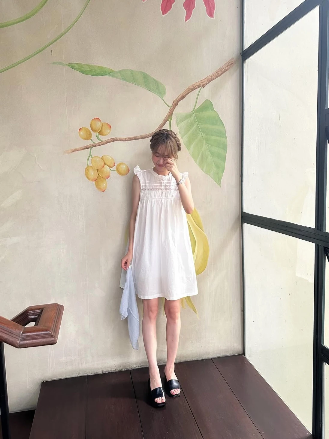 فستان قميص نسائي جديد من فليتا لفصلي الربيع والصيف، بتصميم خشبي ناعم مع تطريز دانتيل، بدون أكمام، تنورة على شكل حرف A، رقبة م...