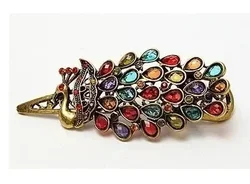 Vintage Fashion Colorful Hair Clips Rhinestone Gemstones Antique Bronze Peacock Hair Clip Accessories Creative Gifts Decor