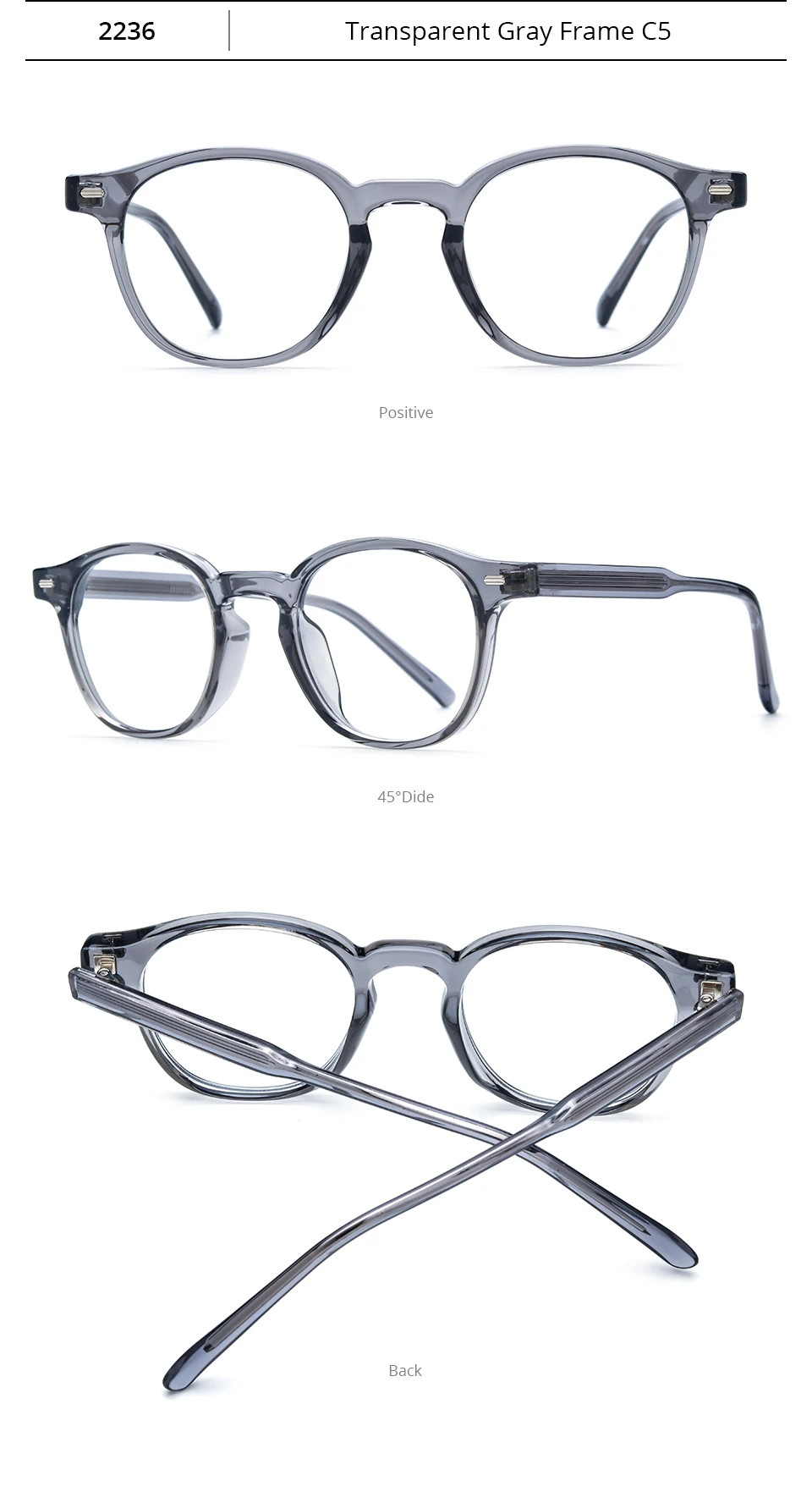 NIANZHEN TR90 Brillengestell Herren Quadratisches Markendesign Brillen Damen Retro Vintage Brillen Ultraleichte Japanische Brillen 2236 – Detail 9