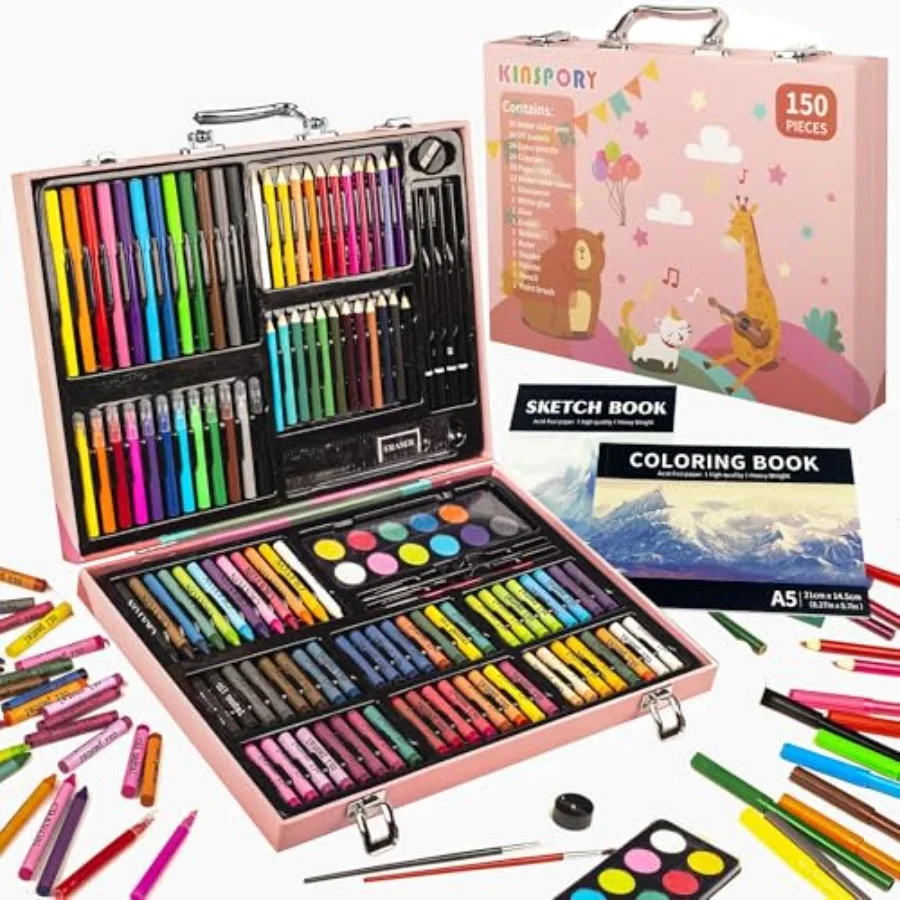 

【Spot goods】150PC Art Set with Sketch Book Coloring Art Kit Drawing Art Supplies Case Markers Crayon Colour Pencils for Budding