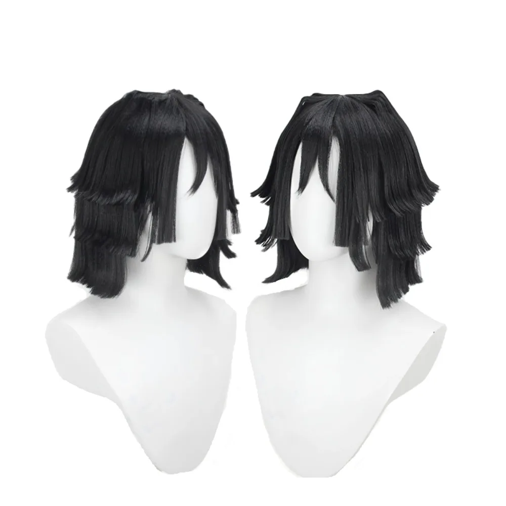  Iguro Obanai Snake Pillar Black Layered Cosplay Wig for Men Women